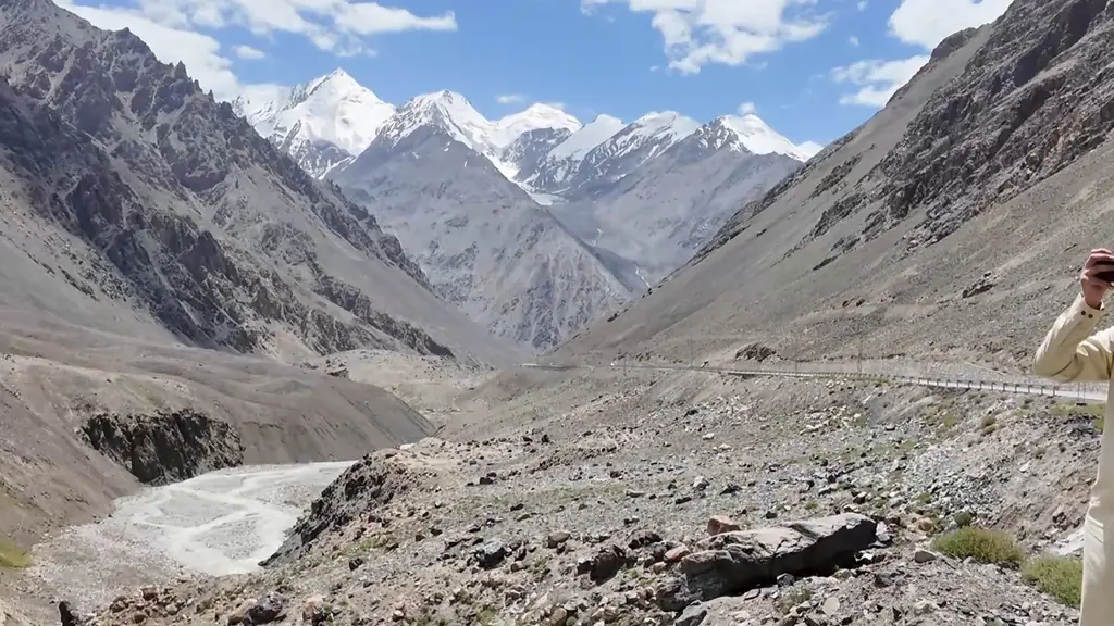 Karakoram Highway glacier valley on the way to Khunjerab Pass